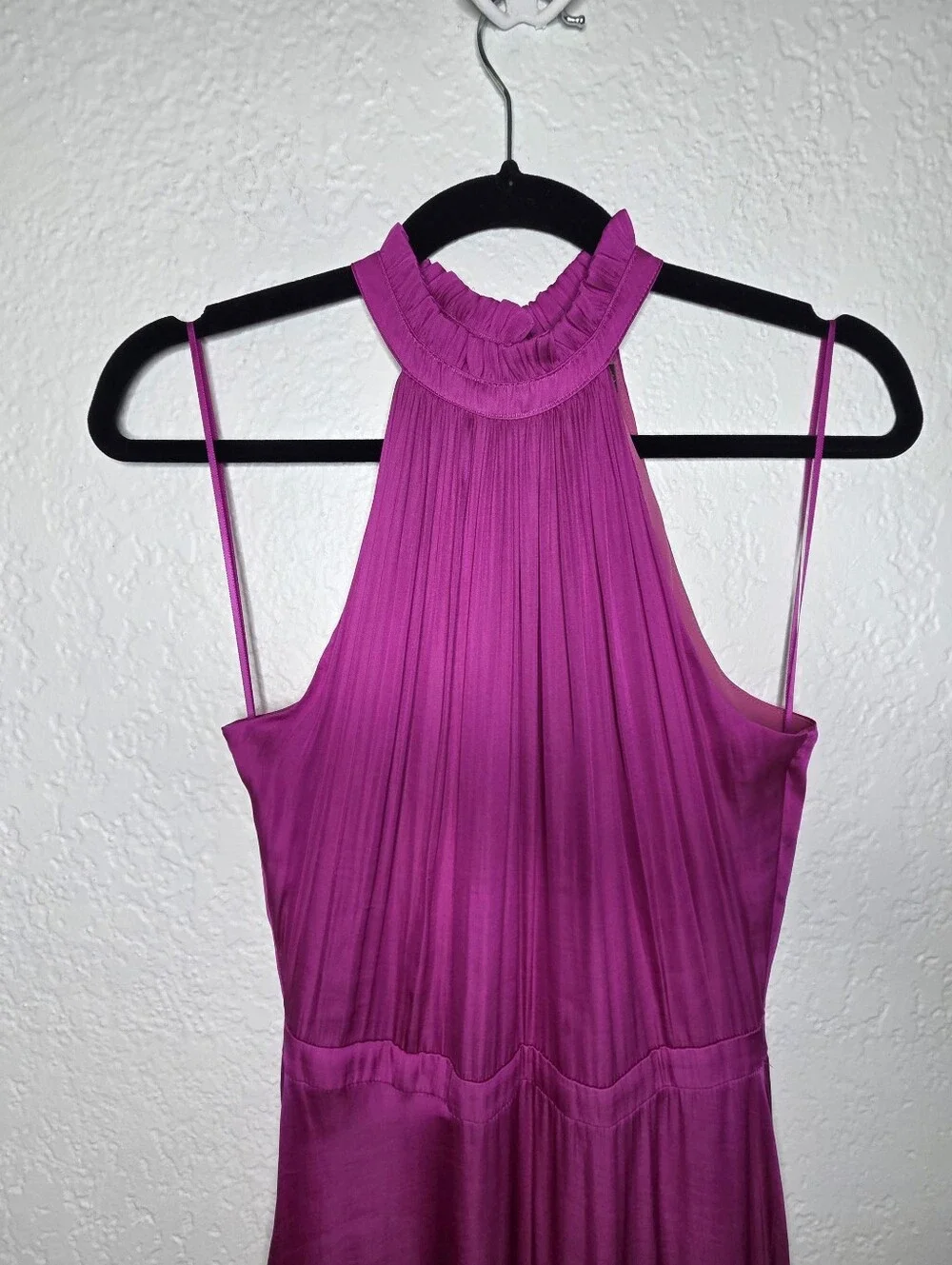 Banana Republic Sleeveless Ruffle Halter Maxi Dress, Fuchsia Pink Size 0 Magenta